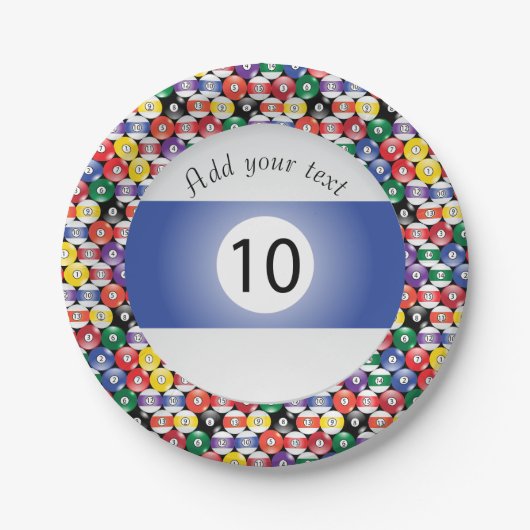 Billard-Schwimmbadbälle Stricknummer 10 Pappteller (Vorderseite)