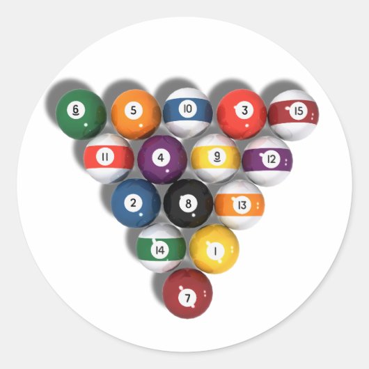 Billard / Schwimmbälle mit Drop Shadow: Runder Aufkleber (Vorderseite)