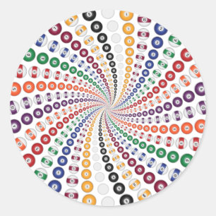 Billard / Schwimmbälle Spirale: Runder Aufkleber