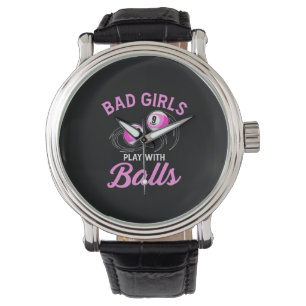 Billard Snooker Girls spielen mit Billiard Balls Armbanduhr