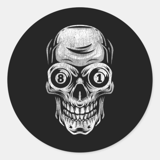 Billard Snooker Player Skull 8 und 9 Runder Aufkleber (Vorderseite)
