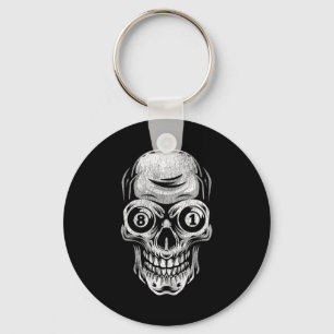 Billard Snooker Player Skull 8 und 9 Schlüsselanhänger