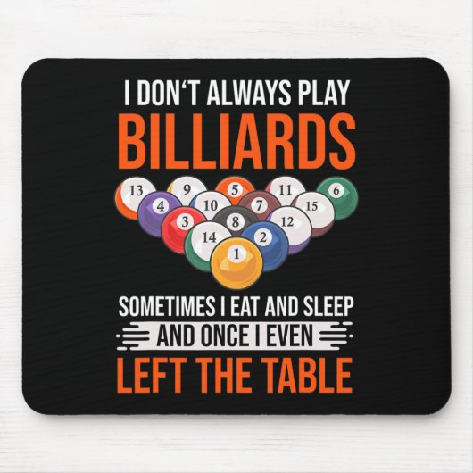 Billard Sprichwort mit Billardtisch für Billard Mousepad (Vorne)