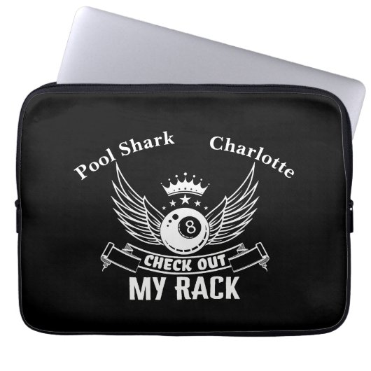 Billard-Sprichwort mit Flügeln und Kronendesign Laptopschutzhülle (Vorderseite)