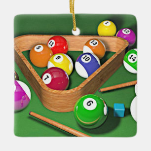 Billard, Ständer, buntes Design, Keramikornament