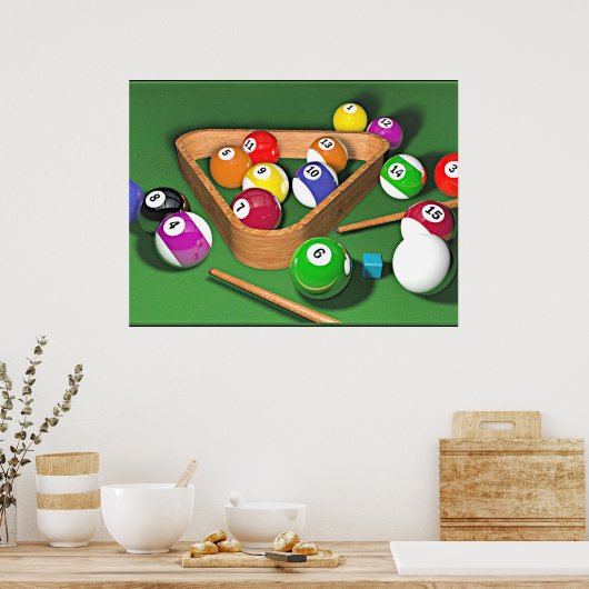 Billard, Ständer, buntes Design, Poster (Küche)