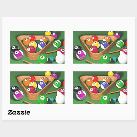 Billard, Ständer, buntes Design, Rechteckiger Aufkleber (Blatt)