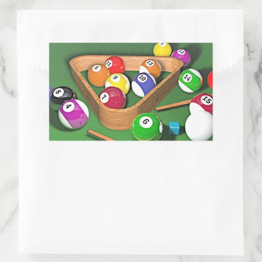 Billard, Ständer, buntes Design, Rechteckiger Aufkleber (Tasche)