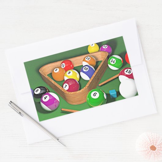 Billard, Ständer, buntes Design, Rechteckiger Aufkleber (Umschlag)