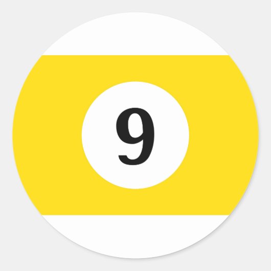 Billard Streifen Gelber Ball 9 Runder Aufkleber (Vorderseite)