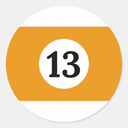 Billard-Streifen Orangenball 13 Runder Aufkleber (Vorderseite)