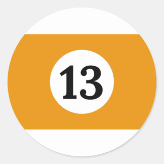 Billard-Streifen Orangenball 13 Runder Aufkleber