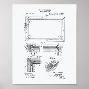 Billard-Tisch 1897 Patentkunst - Weißes Papier Poster