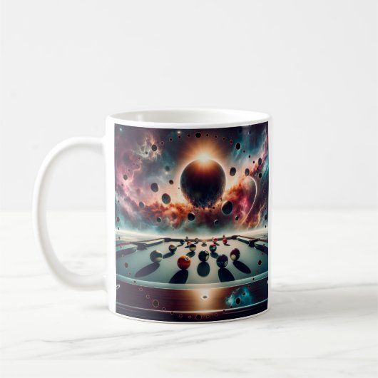 Billard Tisch vor Weltraumkulisse Fantasie Kaffeetasse (Links)