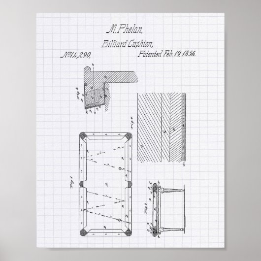 Billard Tischkissen 1856 Patentkunst - Lined Poster (Vorne)