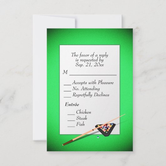 Billard UAWG mit Entree Choice RSVP Karte (Vorderseite)