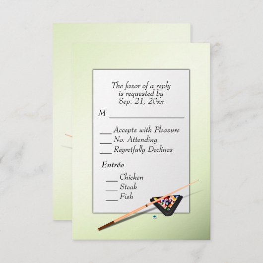 Billard UAWG mit Entree Choice RSVP Karte (Vorne/Hinten)