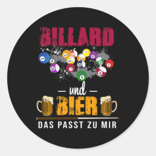 Billard und Bier, die Anzüge ich Pool Billard n Runder Aufkleber