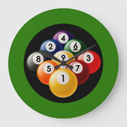 Billard Wall Clock Große Wanduhr (Vorderseite)