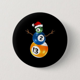 Billard Weihnachtsschneemann mit Billardtisch Button