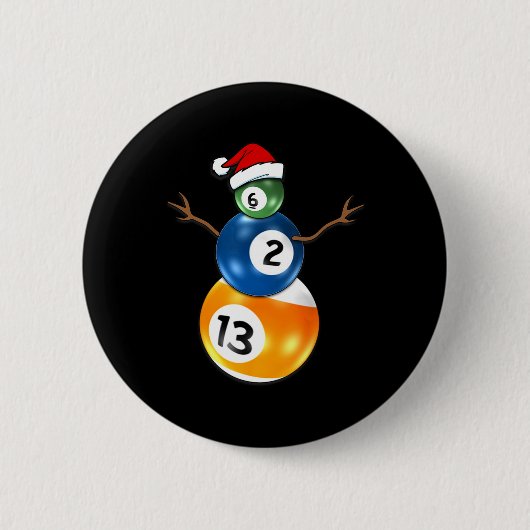 Billard Weihnachtsschneemann mit Billardtisch Button (Vorderseite)
