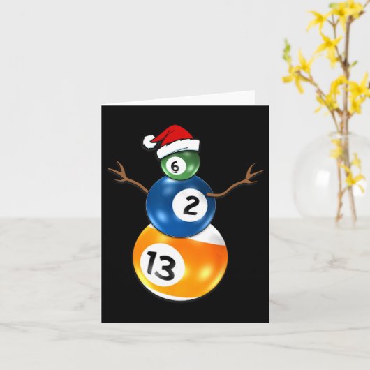 Billard Weihnachtsschneemann mit Billardtisch Karte (Gelbe Blume)