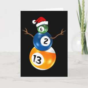 Billard Weihnachtsschneemann mit Billardtisch Karte
