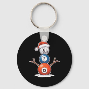 Billard Weihnachtsschneemann mit Billardtisch Schlüsselanhänger