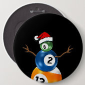Billard Weihnachtsschneemann mit Billardtischen Button (Vorne & Hinten)