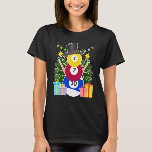 Billardbälle Billard Snowman Billiard Billia T-Shirt (Vorderseite)
