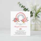 Billarddusche Rainbow Floral Baby Einladung (Stehend Vorderseite)