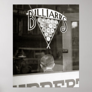 Billardhalle, 1938. Altes Foto Poster