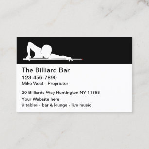 Billardhalle Moderne Cocktailbar Visitenkarte