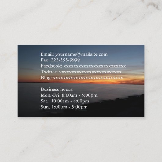 Billardkarten für See und Sonnenuntergänge Visitenkarte (Vorderseite)