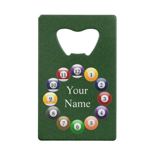 Billardkugel-glänzender bunter Poolsnooker-Sport Geldkarten Flaschenöffner (Vorderseite)