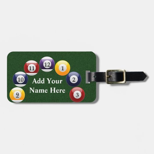 Billardkugel-glänzender bunter Poolsnooker-Sport Gepäckanhänger (Vorderseite horizontal)