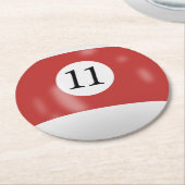 Billardkugel Nummer 11 Runder Pappuntersetzer (Angewinkelt)