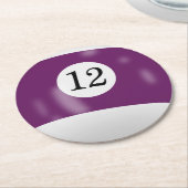 Billardkugel Nummer 12 Runder Pappuntersetzer (Angewinkelt)