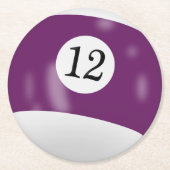 Billardkugel Nummer 12 Runder Pappuntersetzer (Vorderseite)