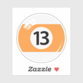 Billardkugel Nummer dreizehn (13) Aufkleber (Blatt)