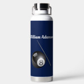 Billardkugel und Queue personalisieren Trinkflasche (Rückseite)