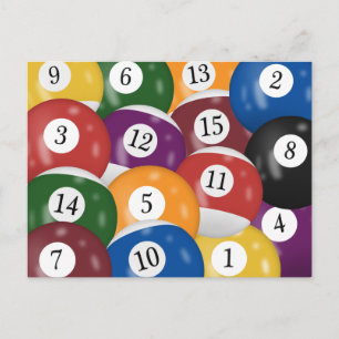 Billardkugeln 25. Geburtstag Party Postkarte