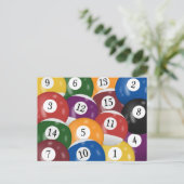 Billardkugeln 65. Geburtstagspostkarte Postkarte (Stehend Vorderseite)