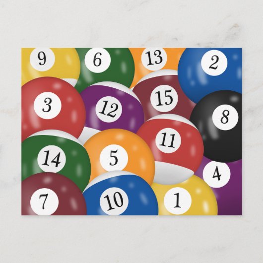 Billardkugeln 65. Geburtstagspostkarte Postkarte (Vorderseite)