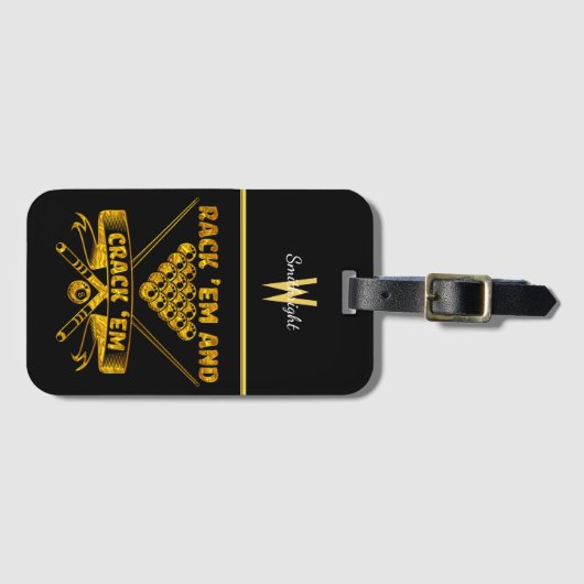 Billardmotto mit Cues & Balls Gepäckanhänger (Vorderseite (Horizontal))