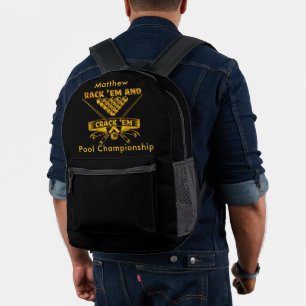 Billardmotto mit Cues & Balls Gold Bedruckter Rucksack