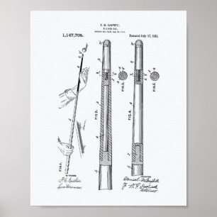 Billardqueue 1915 Patentkunst - Weißes Papier Poster