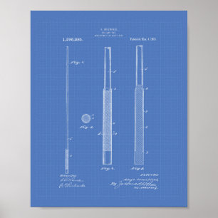 Billardqueue 1919 Patentkunst - Blaupause Poster
