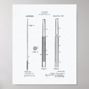 Billardqueue 1919 Patentkunst - Weißes Papier Poster