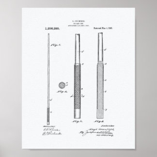 Billardqueue 1919 Patentkunst - Weißes Papier Poster